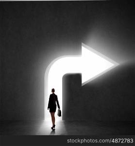 Businesswoman silhouette. Image of businesswoman silhouette standing with back