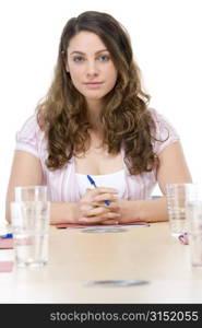 Businesswoman sitting in boardroom