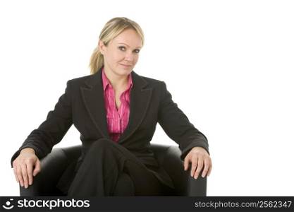 Businesswoman Sitting In Leather Chair