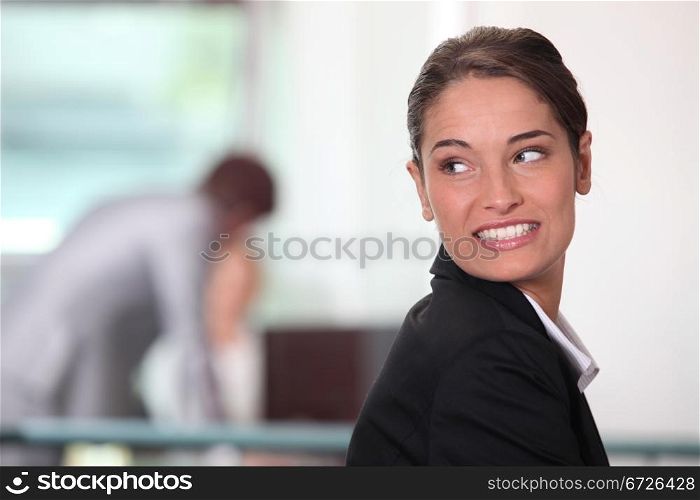Businesswoman smiling.