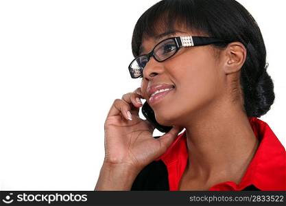 Businesswoman taking a call from client