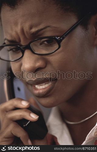 Businesswoman talking on a telephone