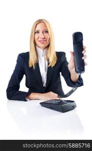 Businesswoman talking on the phone - focus on phone