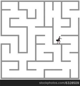 Businesswoman trying to escape from maze labyrinth. The businesswoman trying to escape from maze labyrinth