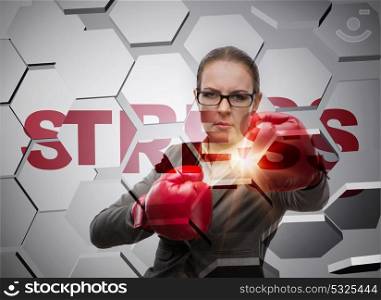 Businesswoman under stress in business concept