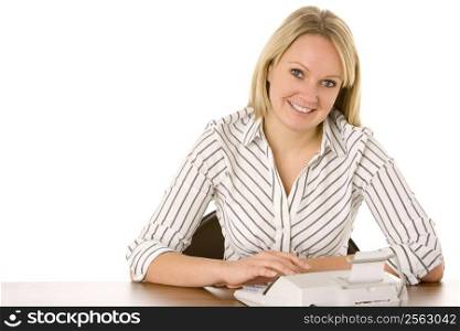 Businesswoman Using Calculator