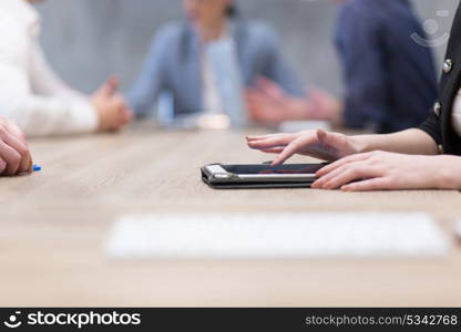 Businesswoman using tablet at the work in office