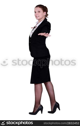 Businesswoman walking in a straight line