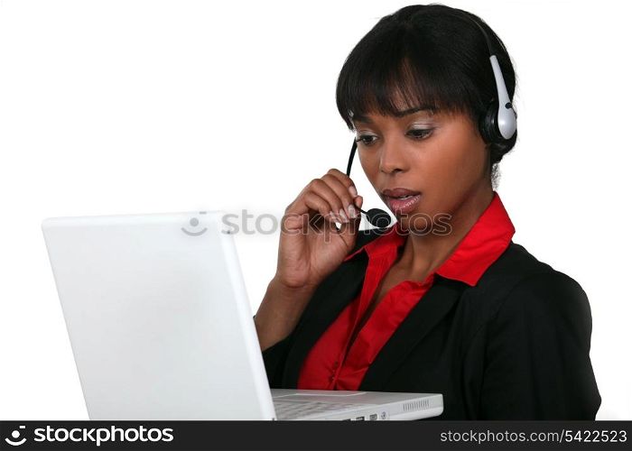Businesswoman wearing a headset