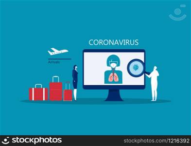 businesswoman wearing breathing mask to protect from 2019-nCoV China pathogen respiratory coronavirus SARS pandemic at airport