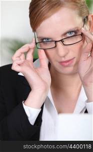 Businesswoman wearing glasses