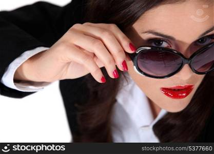 Businesswoman wearing sunglasses