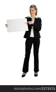 Businesswoman with a blank board