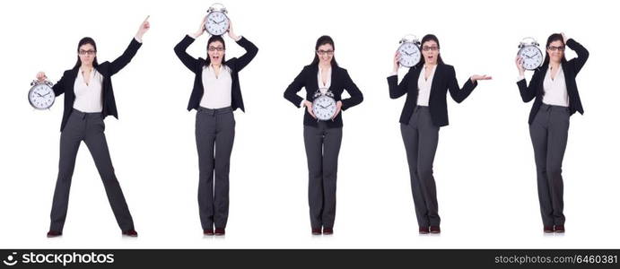 Businesswoman with clock in time management concept