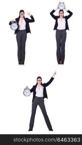 Businesswoman with clock in time management concept