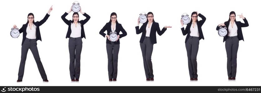 Businesswoman with clock in time management concept