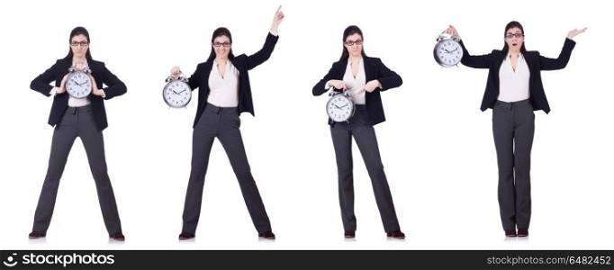 Businesswoman with clock in time management concept
