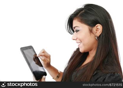 Businesswoman with electronic pad