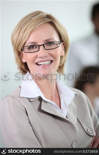 Businesswoman with glasses.