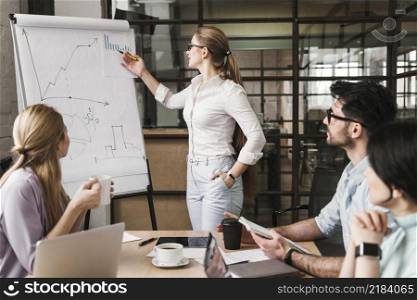 businesswoman with glasses during meeting presentation