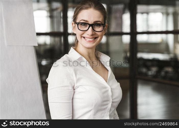 businesswoman with glasses during presentation