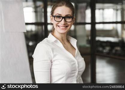 businesswoman with glasses during presentation
