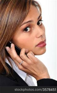 Businesswoman with mobile telephone