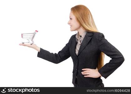 Businesswoman with shopping cart