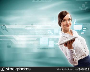 Businesswoman with tablet pc