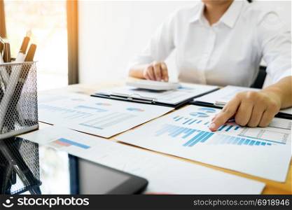 Businesswoman working in office typing on keyboard, female hands text message, work process concept in workspace, writing text on the open monitor.