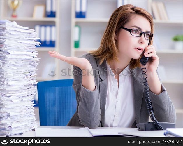 Businesswoman working in the office. The businesswoman working in the office