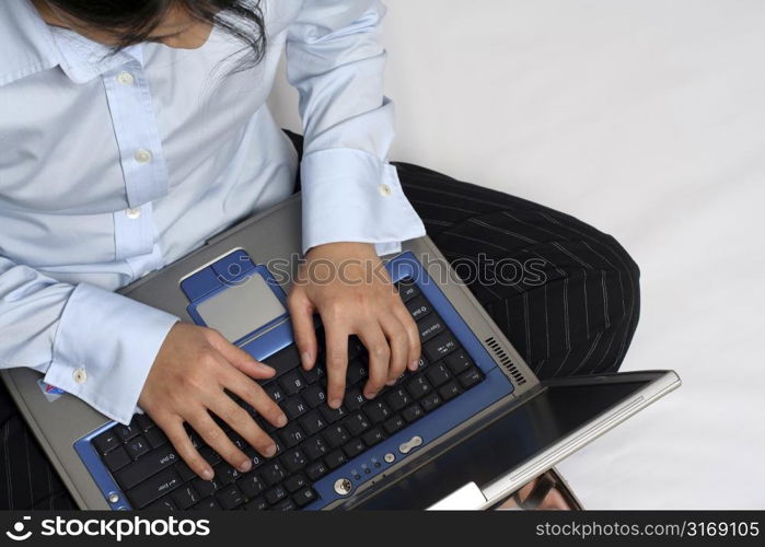 Businesswoman working on a laptop