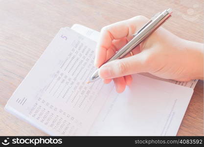 Businesswoman working on finance, stock photo