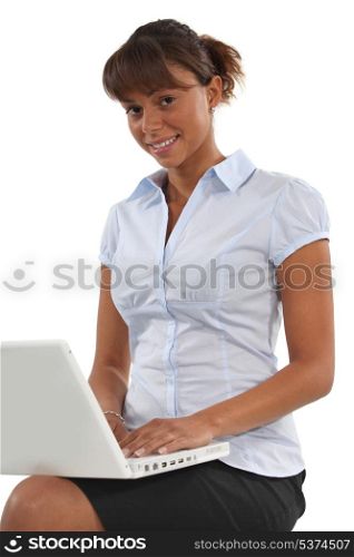 Businesswoman working on her laptop