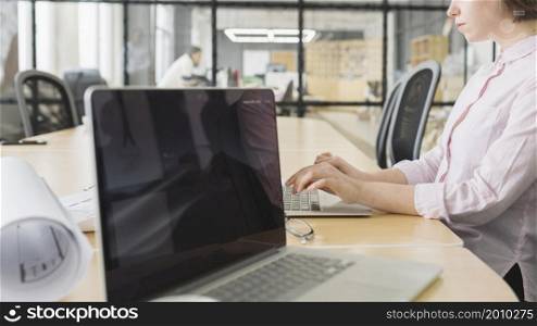 businesswoman working with laptop office