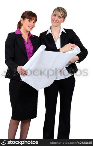 Businesswomen discussing plans