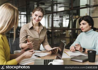 businesswomen during meeting indoors