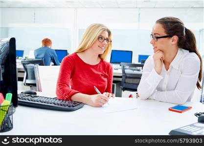 Businesswomen team working at offce desk with computer teamwork