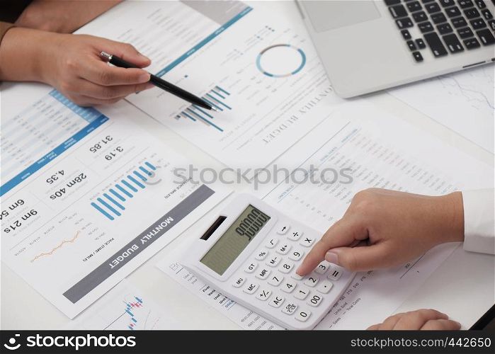 businesswomen working together in office teamwork brainstorming accounting business concept