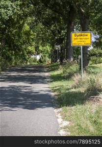 Buskow, Ostprignitz-Ruppin, Brandenburg, Germany - placename sign