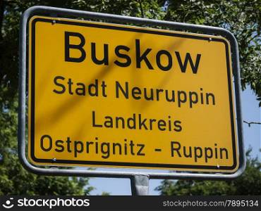 Buskow, Ostprignitz-Ruppin, Brandenburg, Germany - placename sign