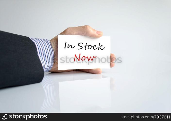 Bussines man hand holding business concept message In stock now