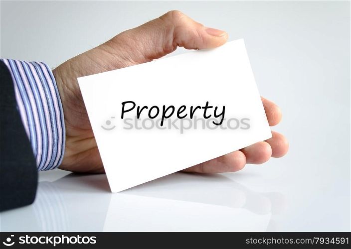 Bussines man hand with text Property