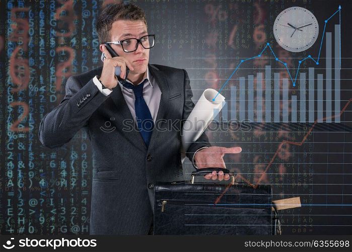 Busy businessman in business concept