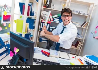 Busy frustrated businessman angry in the office