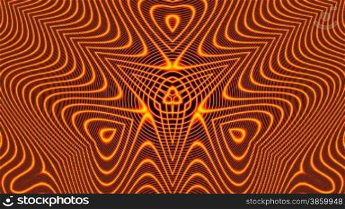 But an orange background brown lines create changing patterns.