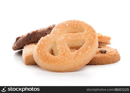 Butter cookies isolated on white background. Closeup.