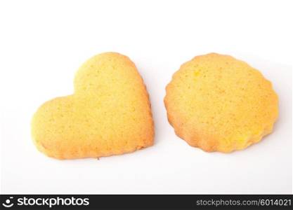 Butter cookies, isolated over white background