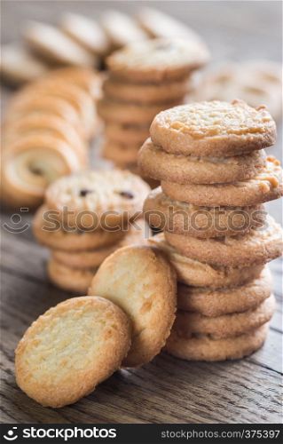 Butter cookies on the wooden table