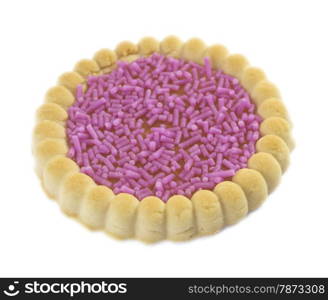 butter cookies with a jelly center, isolated on white background